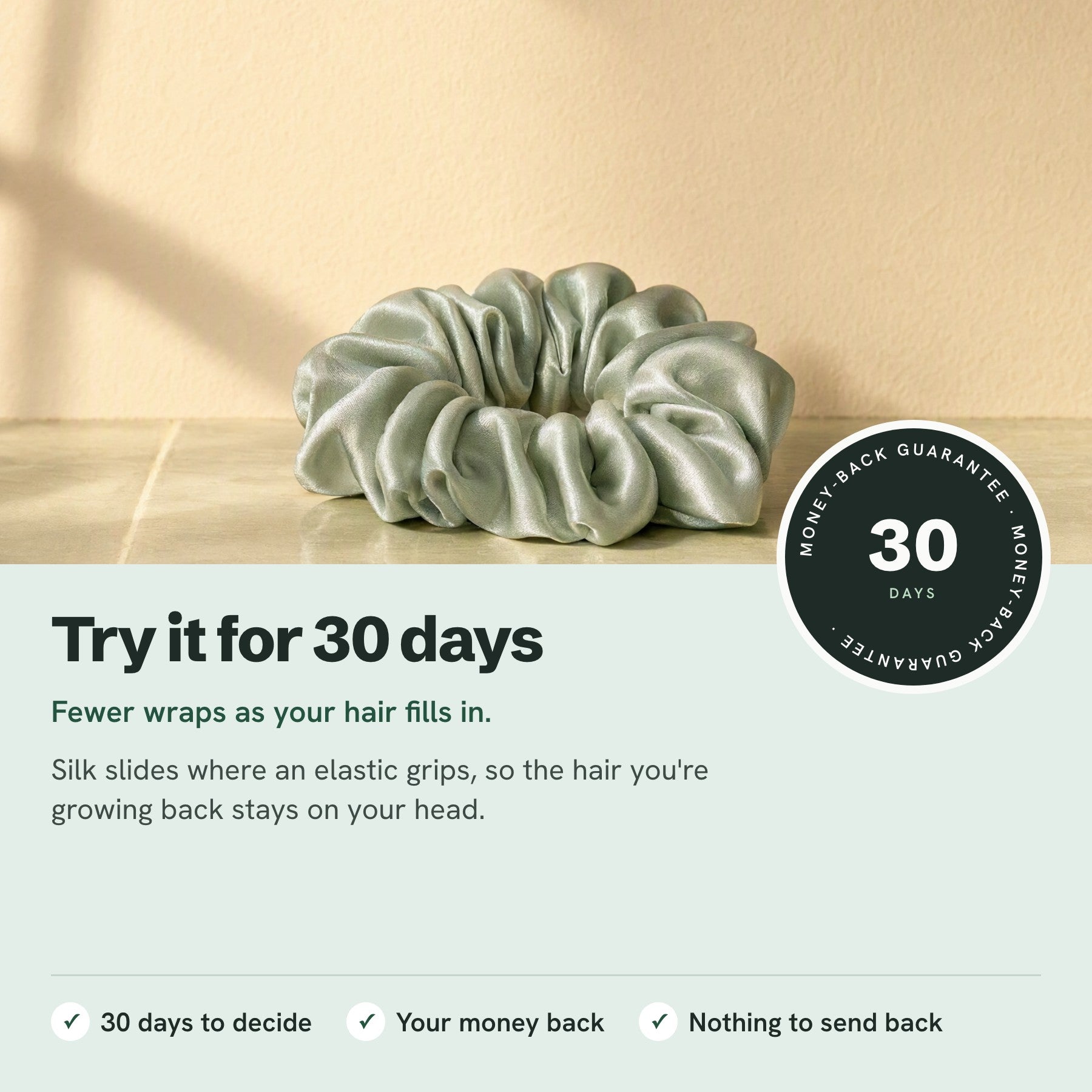 Risk reversal: 30 days, money back